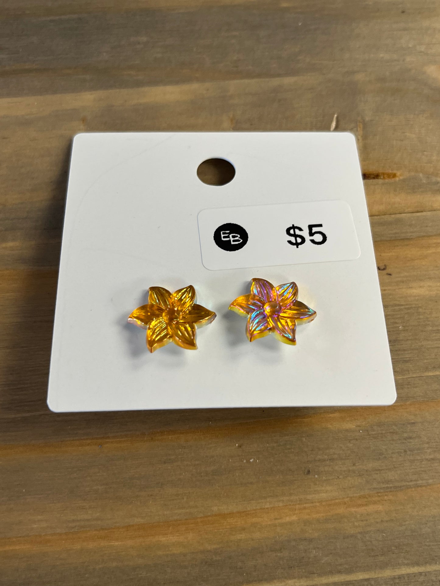 Iridescent Yellow Flower Earrings