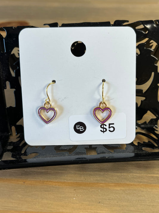 Petite Lavender Heart Earrings