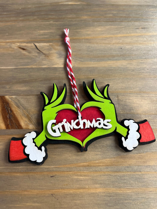 Grinch Hands Ornament Personalized