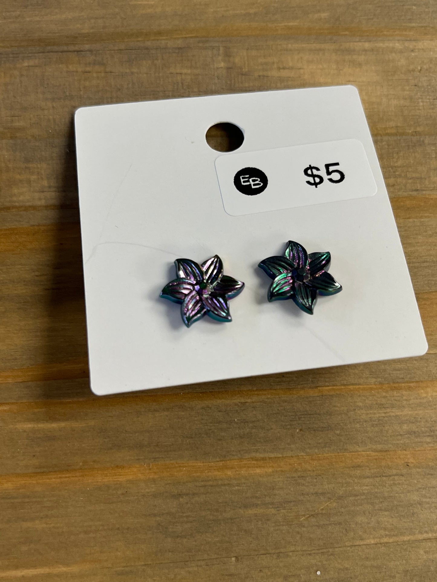 Iridescent Purple Flower Earrings