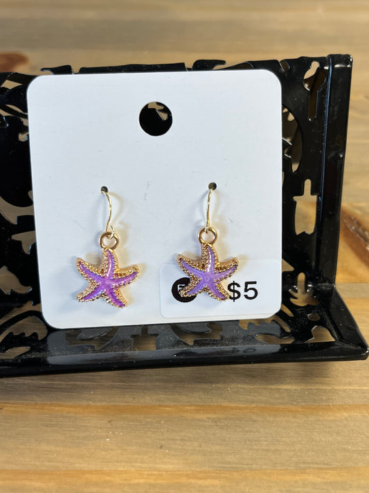 Lavender Starfish Earrings