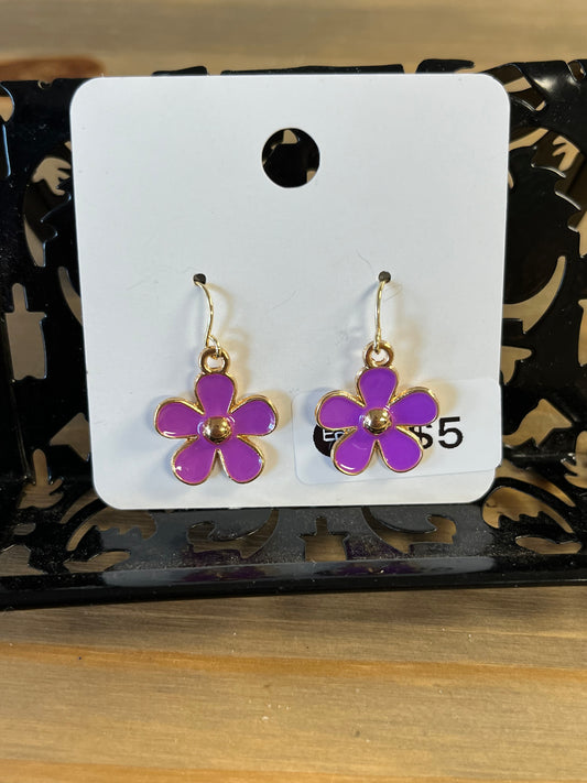 Purple/Pink Flower Earrings