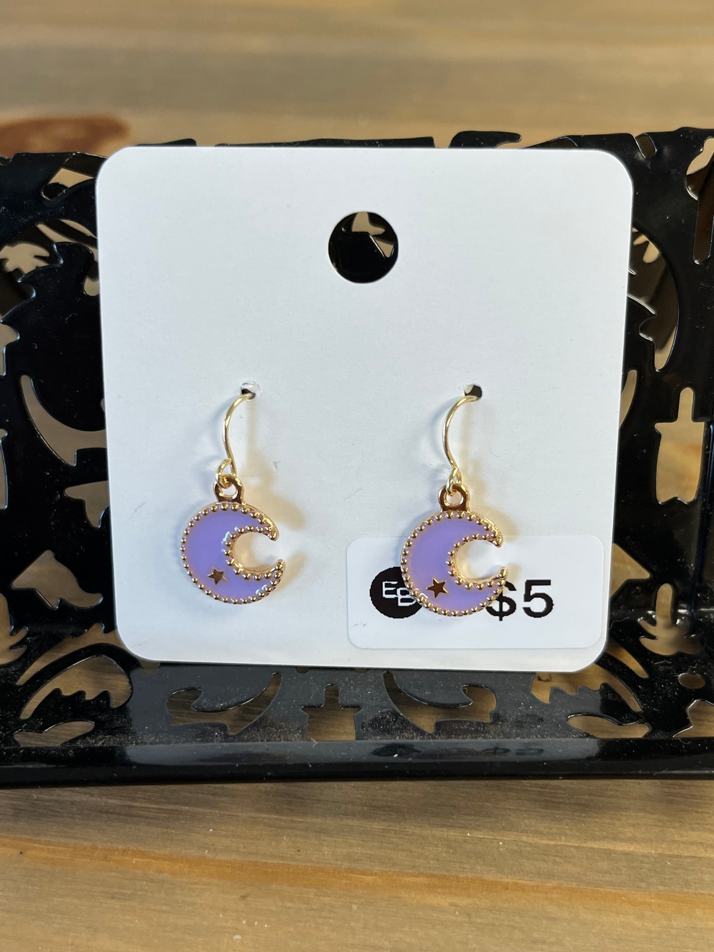 Lavender Moon with Gold Star Earrings