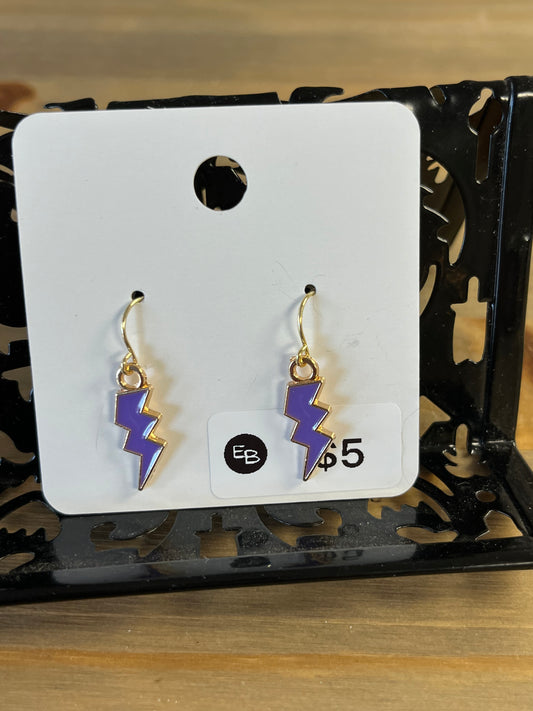 Purple Lightening Bolt Earrings