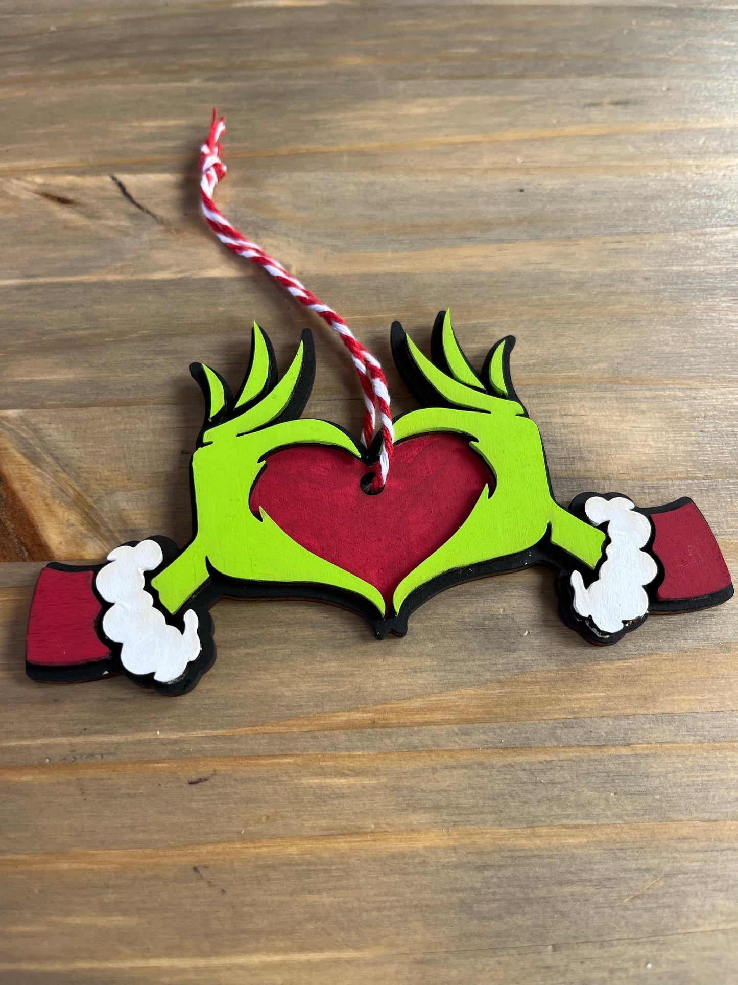 Grinch Hands Ornament Personalized